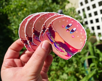 Pink Burger Sticker – Kawaii Food Art Decal
