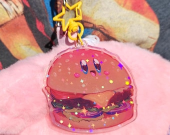 Poyo Pink Burger!! - Kawaii Food Art Clear Keychain