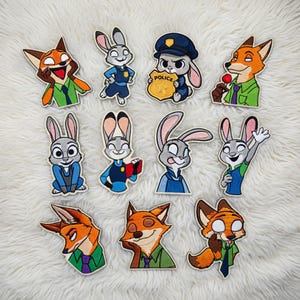 Zootopia Judy Hopps and Nick Wilde inspired embroidered patch for clothing bags hats and DIY crafts with iron on or sew on options