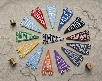 Embroidered Custom College Pennant Patch Iron-On, Personalized Team Apparel, University Flag Name Patch, Team Mascot, Senior Class Gift