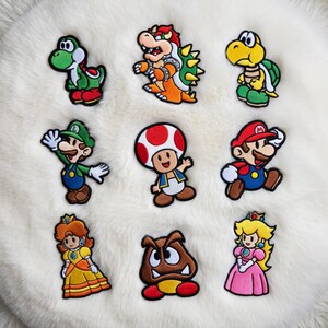 Retro Cartoon Character Embroidered Patch Set Mario Style Iron On Sew On Patch for Jacket Backpack Bag Gift