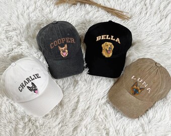 Custom Embroidery Pet Hat Using Pet Photo, Personalized Dog Hat Custom Cat Hat Custom Pet Cap Dog Hat Custom Dog, Gift For Love Pet EHD17.C