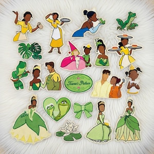 Tiana Princess and the Frog Embroidered Patch Set Disney Inspired Cartoon Iron On Sew On Patch Jacket Bag