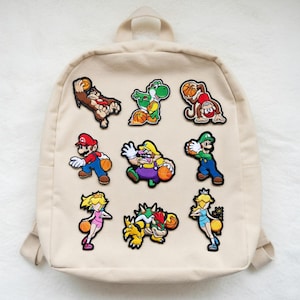 Mario Basketball Style Embroidered Patch Set Cartoon Character Iron On Sew On Patch for Jacket Backpack Bag