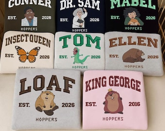 Broderad Hoppers-karaktärströja, Disney Pixar-tröja, broderad söt djurfigur, mysig present till vänner och familj present-tröja