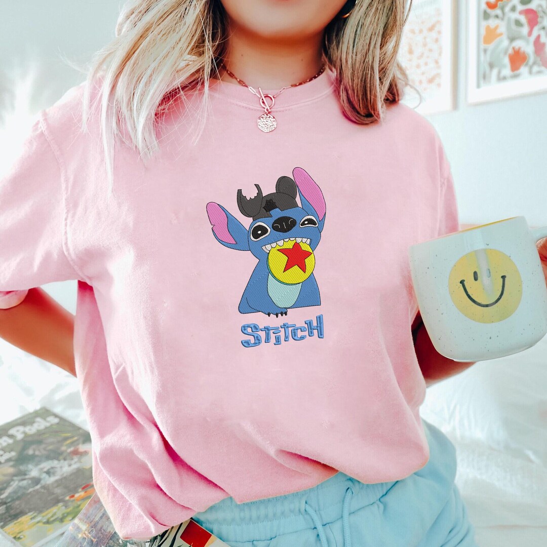 Maglietta Comfort Colors® con ricamo Lilo e Stitch Aloha