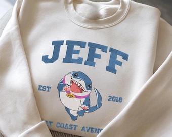 Sudadera bordada de Disney con el tiburón de Jeff The Land, camiseta de Jeff Rivals, camiseta de Jeffrey Land Shark Hero, ESD843