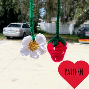 Crochet Strawberry and Flower Keychain Pattern, Crochet Keychains