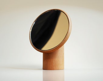 Espejo de escritorio/Espejo de mesa/Espejo de maquillaje/Espejo de madera/Espejo con base de madera