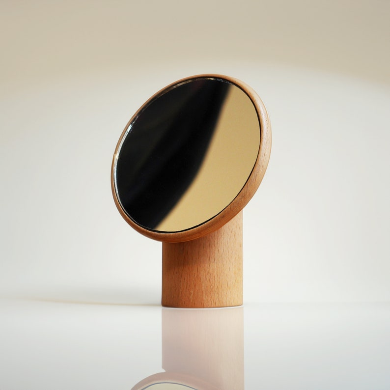 Desk Mirror / Tabletop Mirror / Makeup Mirror / Wood Mirror / Wood base Mirror image 1