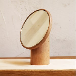 Desk Mirror / Tabletop Mirror / Makeup Mirror / Wood Mirror / Wood base Mirror image 6