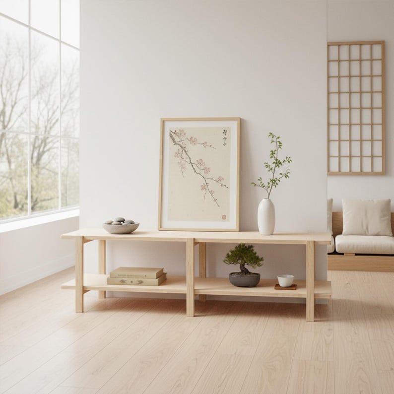 Low Shelving Unit, 3 Sizes, Wooden Shelving Unit, Wooden Tv Stand, Modern Shelving Unit, Low Bookcase, Wooden Display Stand, Record Shelf Light Legs