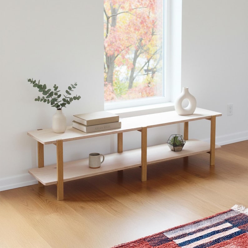 Low Shelving Unit, 3 Sizes, Wooden Shelving Unit, Wooden Tv Stand, Modern Shelving Unit, Low Bookcase, Wooden Display Stand, Record Shelf Dark Legs