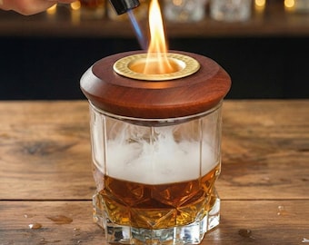 Handmade Whiskey Smoker Kit – Mahogany Cocktail Infuser with Torch, Wood Chips