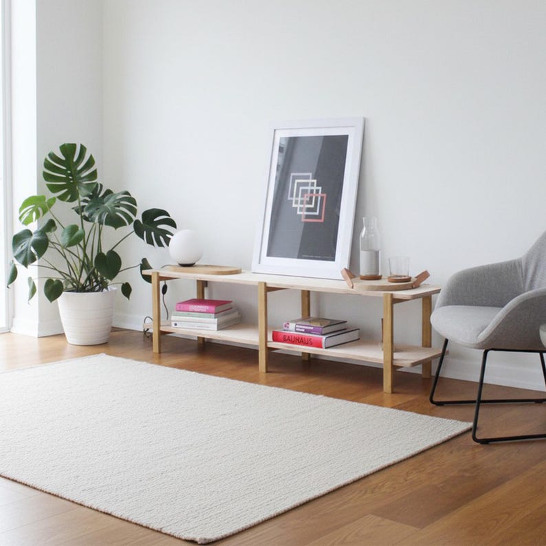Low Shelving Unit, 3 Sizes, Wooden Shelving Unit, Wooden Tv Stand, Modern Shelving Unit, Low Bookcase, Wooden Display Stand, Record Shelf image 2