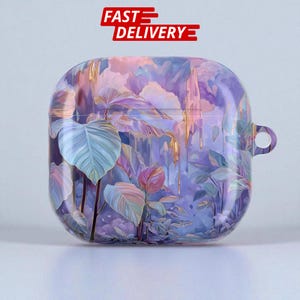 AirPods Case for AirPods 1 2 3 4 Pro 1 2 gen, Protective Glossy Cover with Carabiner, Durable Lightweight Shockproof Floral AirPod Pro Case