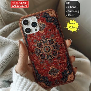 Persian Carpet Phone Case Vintage Rug Design iPhone 16 15 14 13 12 11 Pro max Samsung Pixel Ornamental Tough Cover Middle Eastern Gift Idea