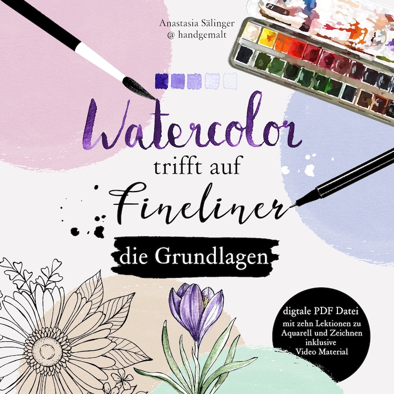 GERMAN version digitaler Guide: Watercolor trifft auf Fineliner die Grundlagen zdjęcie 1