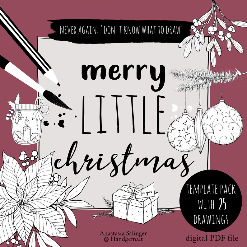 Template package merry little christmas, 25 motifs, DIGITAL pdf file zdjęcie 1