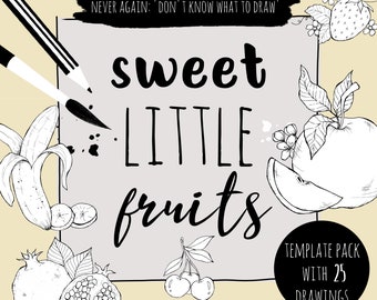 Template package "sweet little fruits", 25 fruity motifs, DIGITAL pdf file