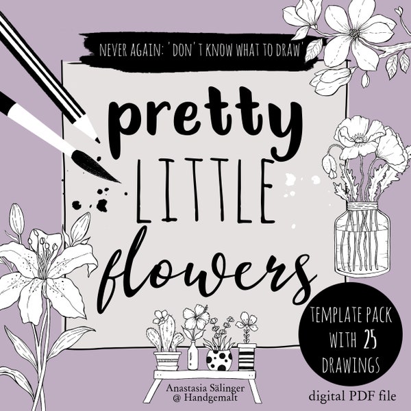 Template package "pretty little flowers", 25 floral motifs, DIGITAL pdf file