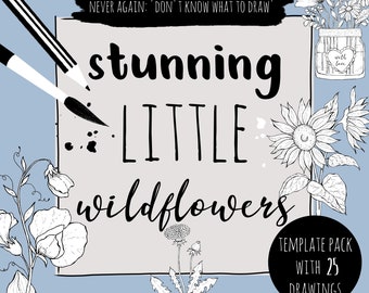 Template package "stunning little wildflowers", 25 floral motifs, DIGITAL pdf file