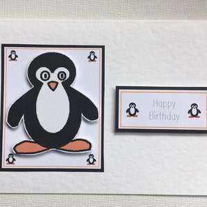 Penguin Birthday Card Men Women Kids Gift Handmade