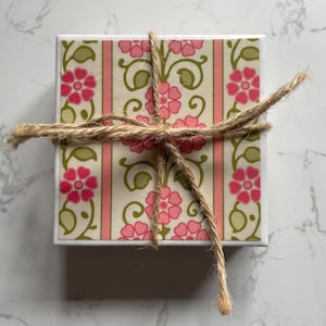 Set of 4 Beautiful Coasters Handmade From Ceramic Tiles