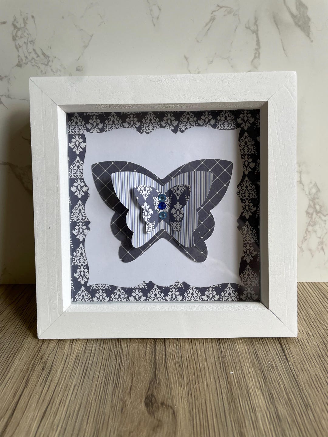 3D Blue Butterfly Picture in a Box Frame - Etsy