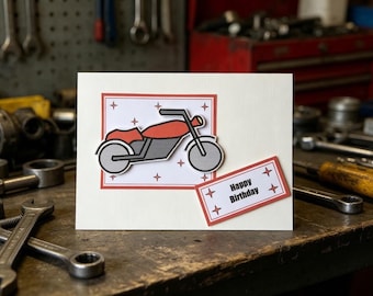 Motorbike Birthday Card Men Kids Gift Handmade