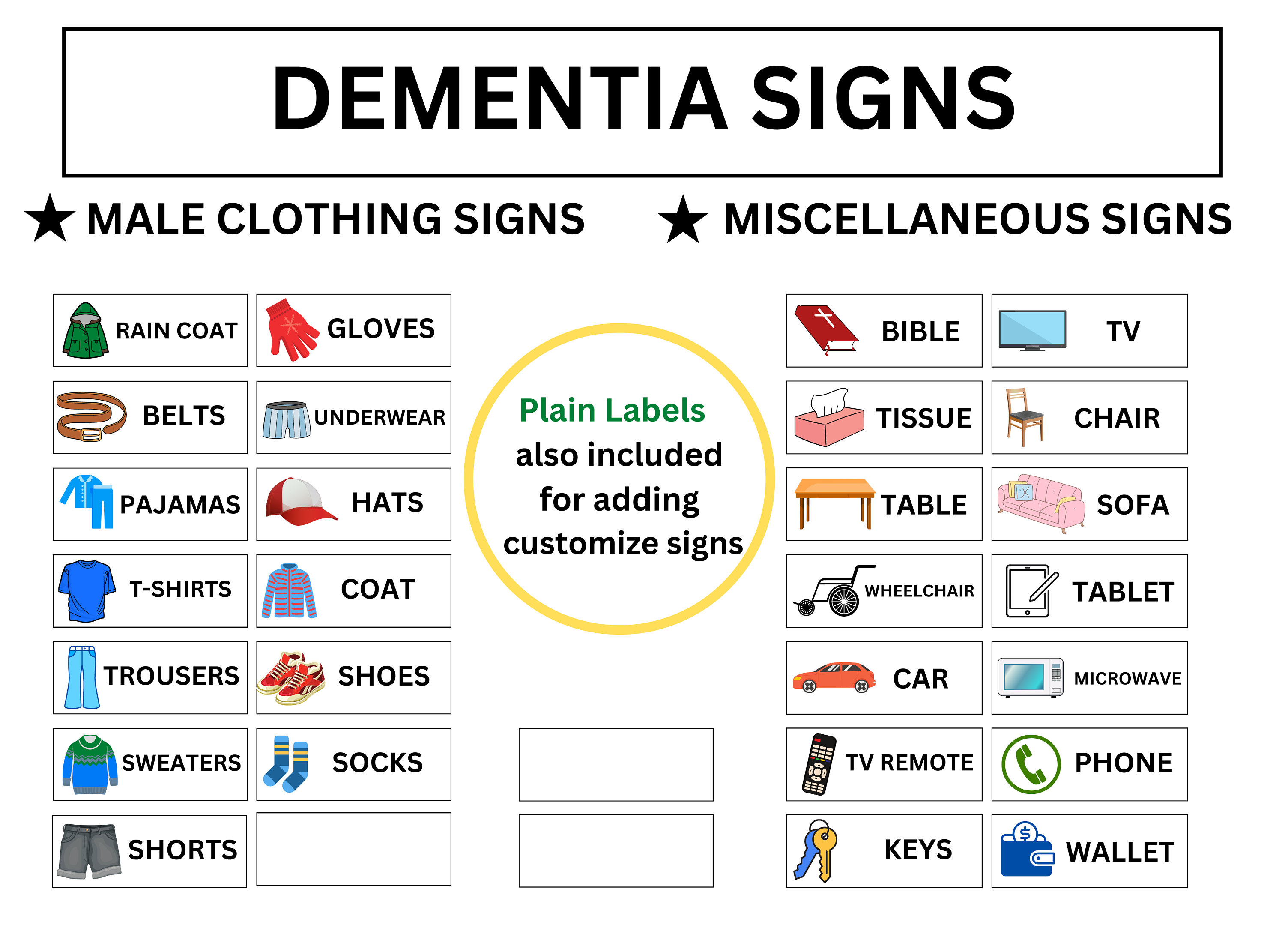Dementia Signs Dementia Labels Dementia Signage Dementia Etsy