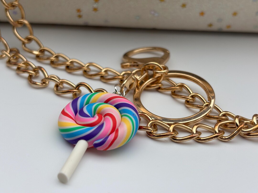 Spiral Lollipop Keychain – Colorful Candy Purse Charm, Playful Boho Key ...