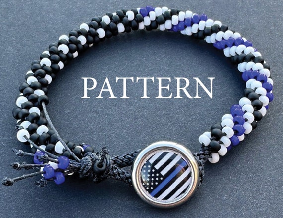 Thin Blue Line Bracelet Kumihimo Pattern
