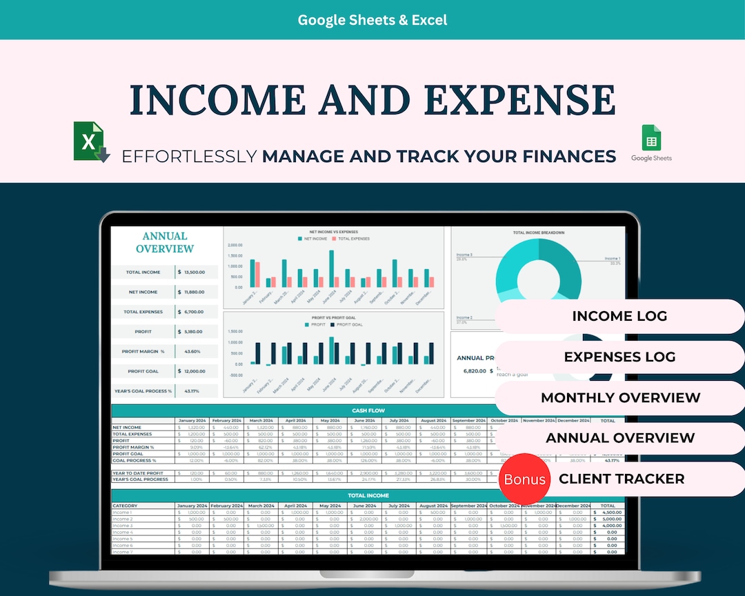 Income and Expense Tracker, Track Business Income and Expenses, Small ...