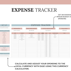 Expense tracker with your budget and amount saved. You get also a currency calculator.