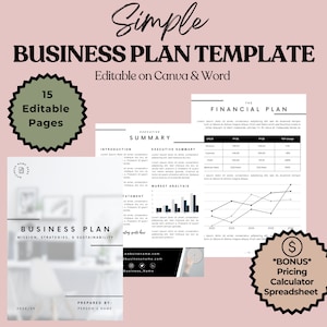 Business Plan Canva Template, Strategic Planning Tool, Startup Guide, Financial Forecast, Downloadable Business Plan,Small Business Template