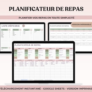 Planificateur de repas français google sheets et imprimable