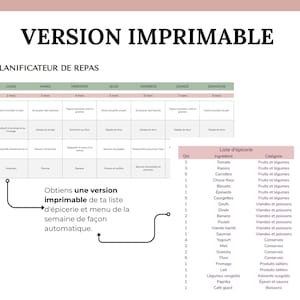 Obtiens une version imprimable de ta liste d'épicerie et menu de la semaine de façon automatique