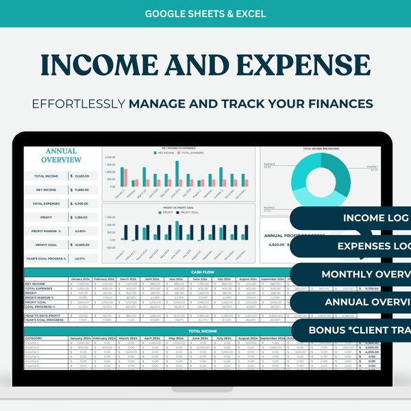 Income and Expense Tracker, Track Business Income and Expenses, Small Business Template, Accounting Template