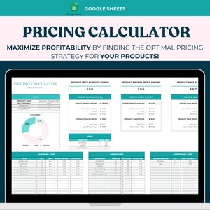 Pricing Calculator Spreadsheet, Small Business Template, Product Pricing Calculator