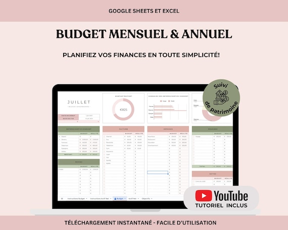 Budget mensuel français 2026, Monthly Budget Planner français, French Monthly Budget Spreadsheet, Track Expenses, Google Sheets and Excel