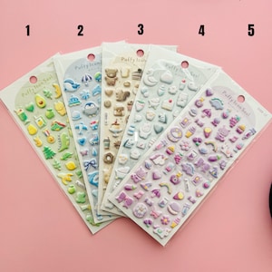 Folha de adesivos 3D fofos, adesivos de decoração, adesivos kawaii