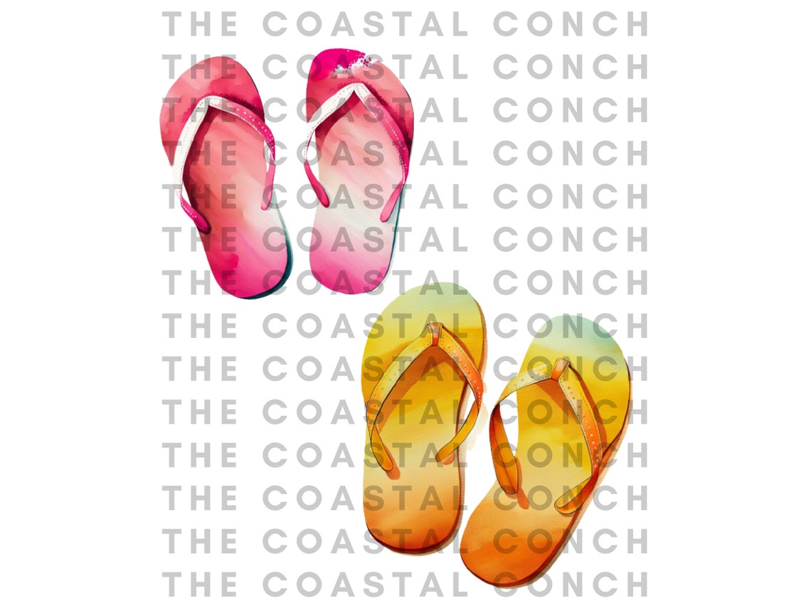 Colorful Watercolor Flip Flop Clipart- 20 Transparent Background PNG ...