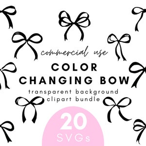 Coquette Bow Clipart- 20 Transparent Background SVG Commercial Use Instant Download Cut File for Cricut