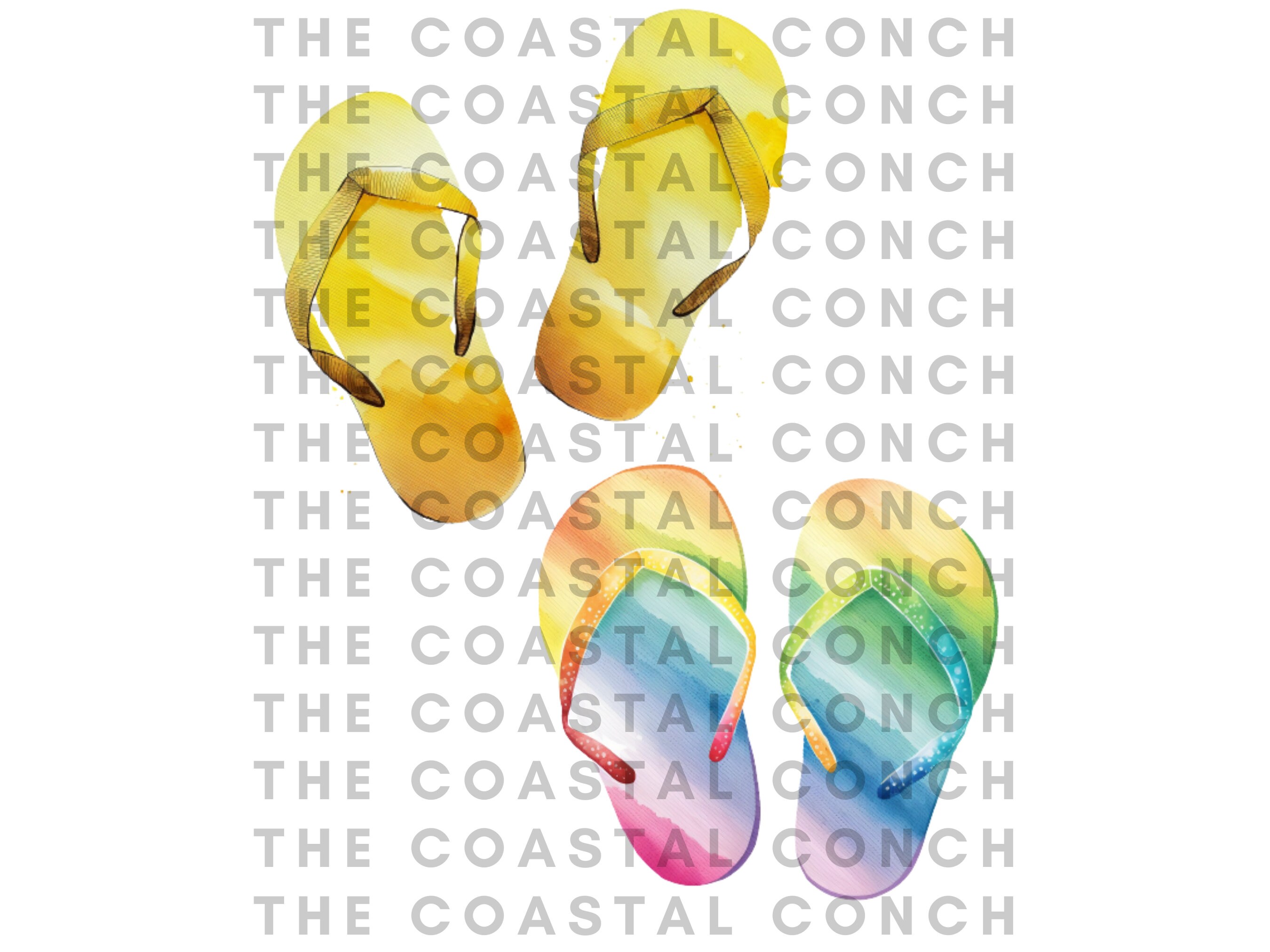 Colorful Watercolor Flip Flop Clipart- 20 Transparent Background PNG ...