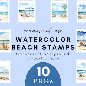 Sellos de acuarela playera Clipart- 10 Fondo transparente PNG Uso comercial Descarga instantánea