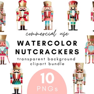 Clipart de quebra-nozes de Natal em aquarela - 10 fundo transparente PNG para uso comercial download instantâneo