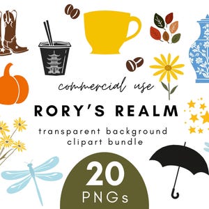 Autumn Gilmore Inspired Watercolor Clipart- 20 Transparent Background PNG Commercial Use Instant Download