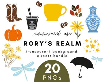 Autumn Gilmore Inspired Watercolor Clipart- 20 Transparent Background PNG Commercial Use Instant Download