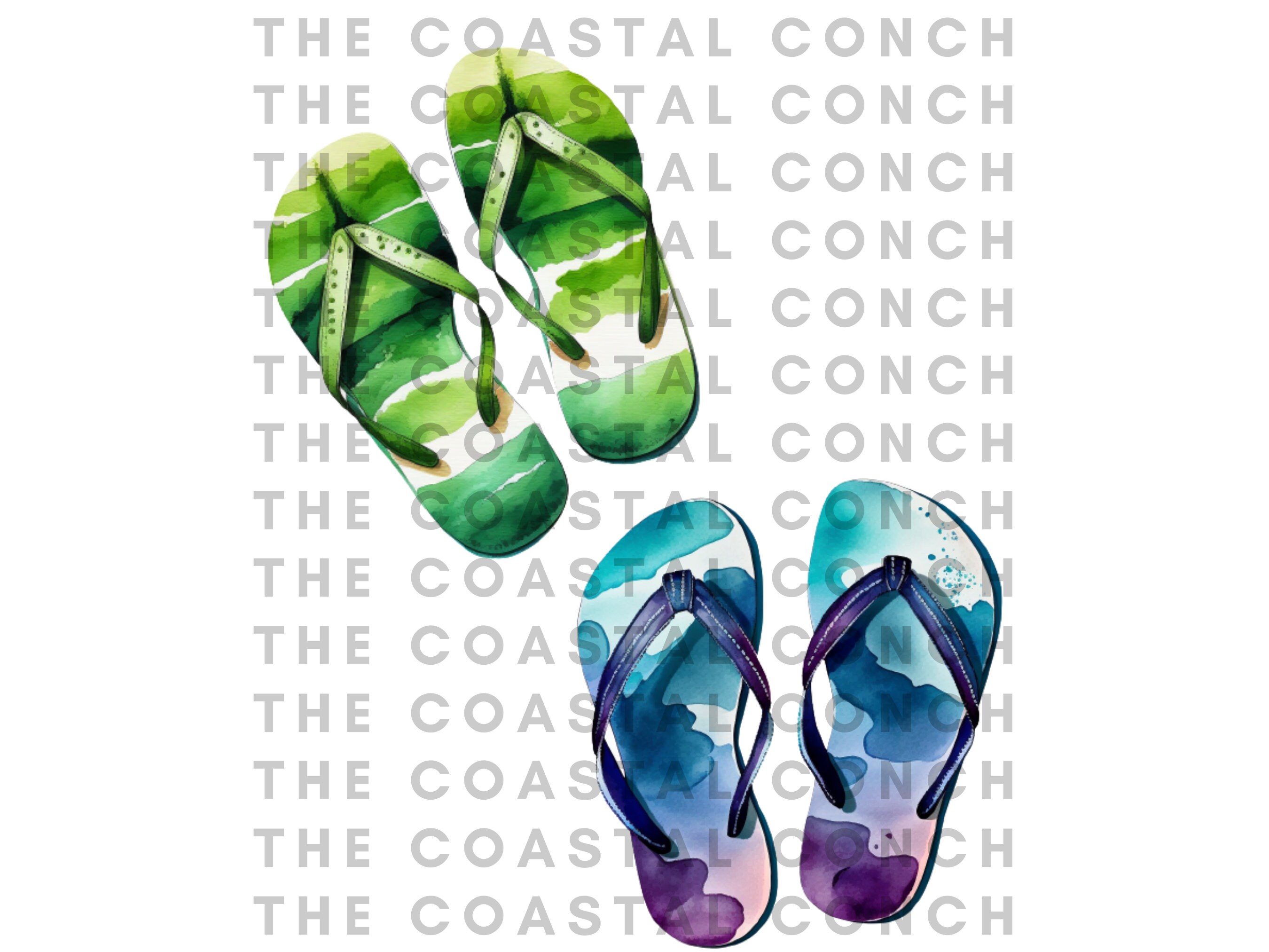 Colorful Watercolor Flip Flop Clipart 20 Transparent Background PNG